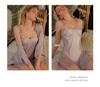 Elegantes Satinspitzen Durchsichtiges Gepolstertes Kurzarm-Cami-Nachthemd & Morgenmantel-Set für Damen