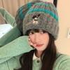 Puppy Embroidery Beanie Cap Winter Warm Crochet Bonnet Hat Cute Winter Knitted Hat  Outdoors