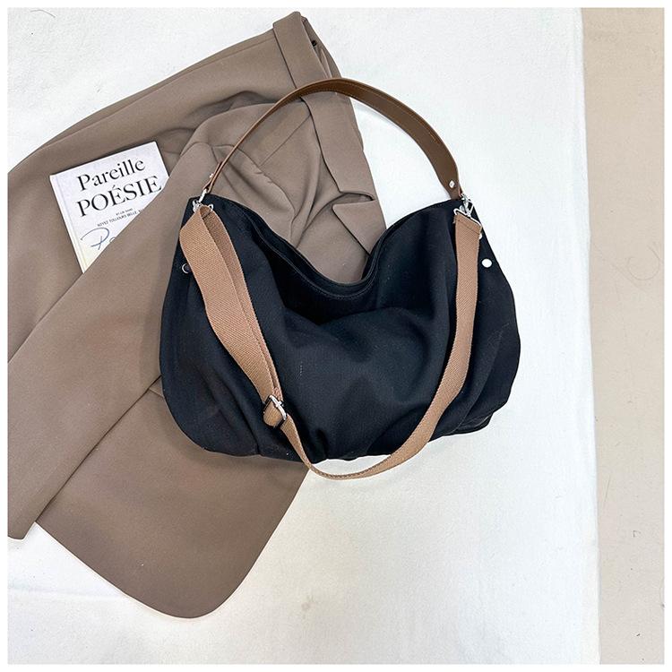 Korean Lazy Wind Large Capacity Canvas Tote Bag 2025 New Student Class Bag Commuter Shoulder Crossbody Bag