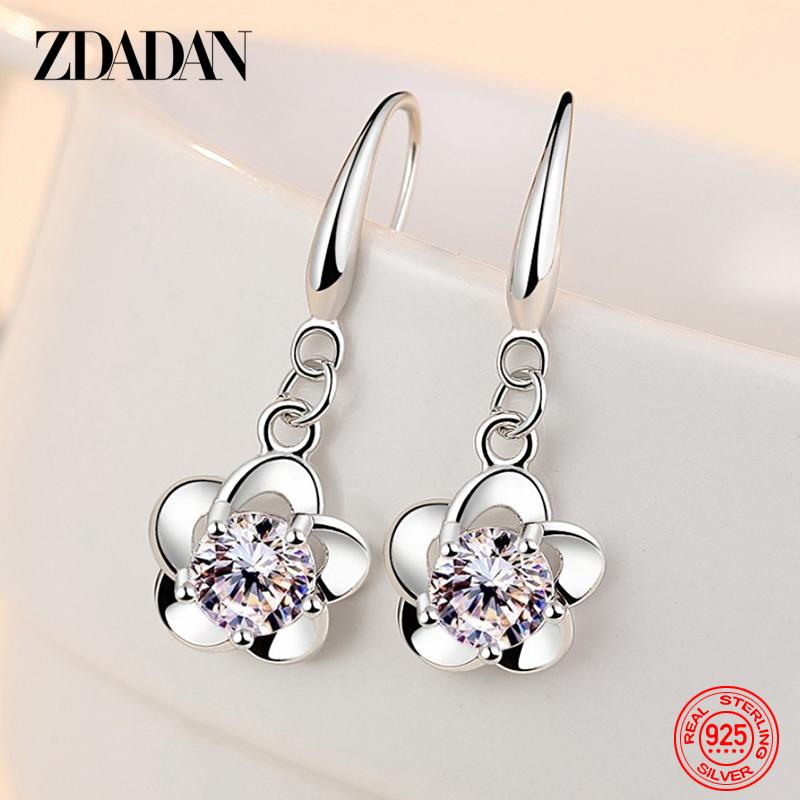 New Arrival 925 Sterling Silver Flower Amethyst Earring for Women Fashion Jewelry белый
