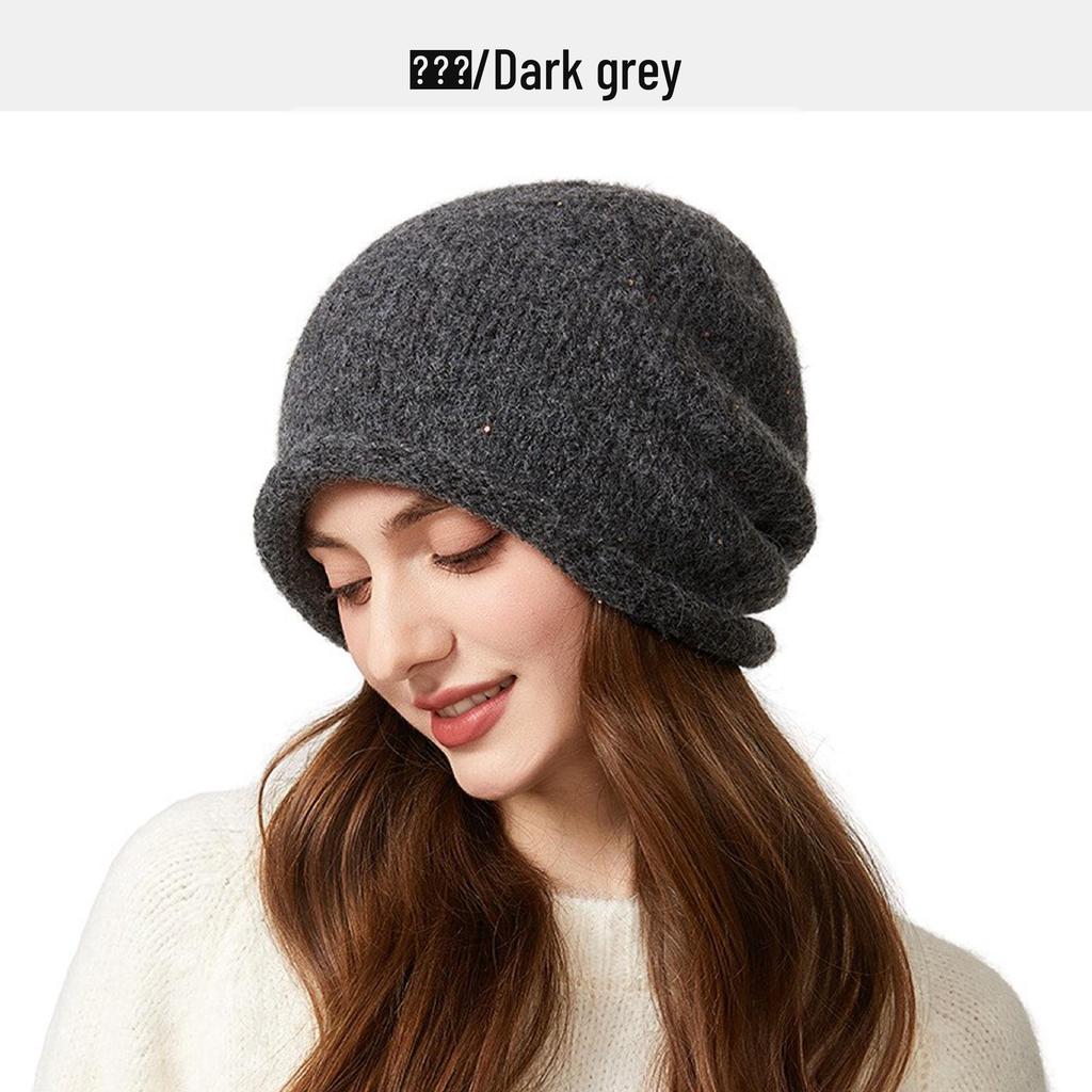 Retro Sequin Knit Wool Hat - Fashionable, Face-Slimming Headscarf & Hat