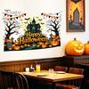 Easy Apply Halloween Decals Happy Wall Stickers, Moonlit Castle Pumpkin Clings, Waterproof Retro Stickers Haunted House for Home Living Room