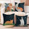 Cozy Home Funny Cats Warm Family Pillow Case DoubleSided Printing Short Plush Sofa Cushion Cover Bedroom Bedside Pillow
