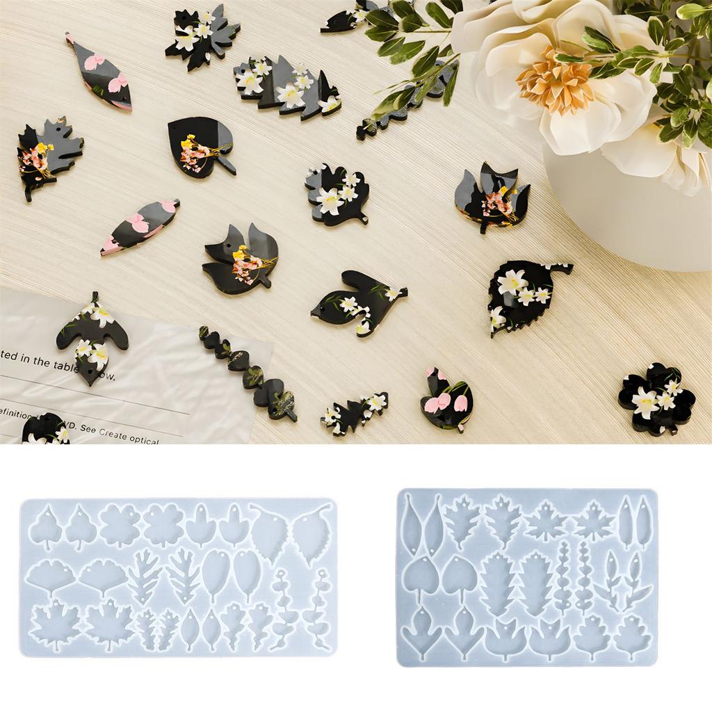 Premium Food Grade Silicone Leaf Earring Pendant Mold Sturdy Ear Jewelry Mold For DIY Resin Jewelry Keychain Crafting