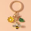 Cute Enamel Flower Bee Keychain Animal Key Rings Pendants for Women Girls Handbag Accessories DIY Jewelry Gifts