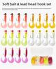 Daoyu 20-Piece Curly Tail Soft Lure Lead Head Jig Hooks Set Anti-Hang Bottom Design for Bass Trout Walleye Mandarin Fish