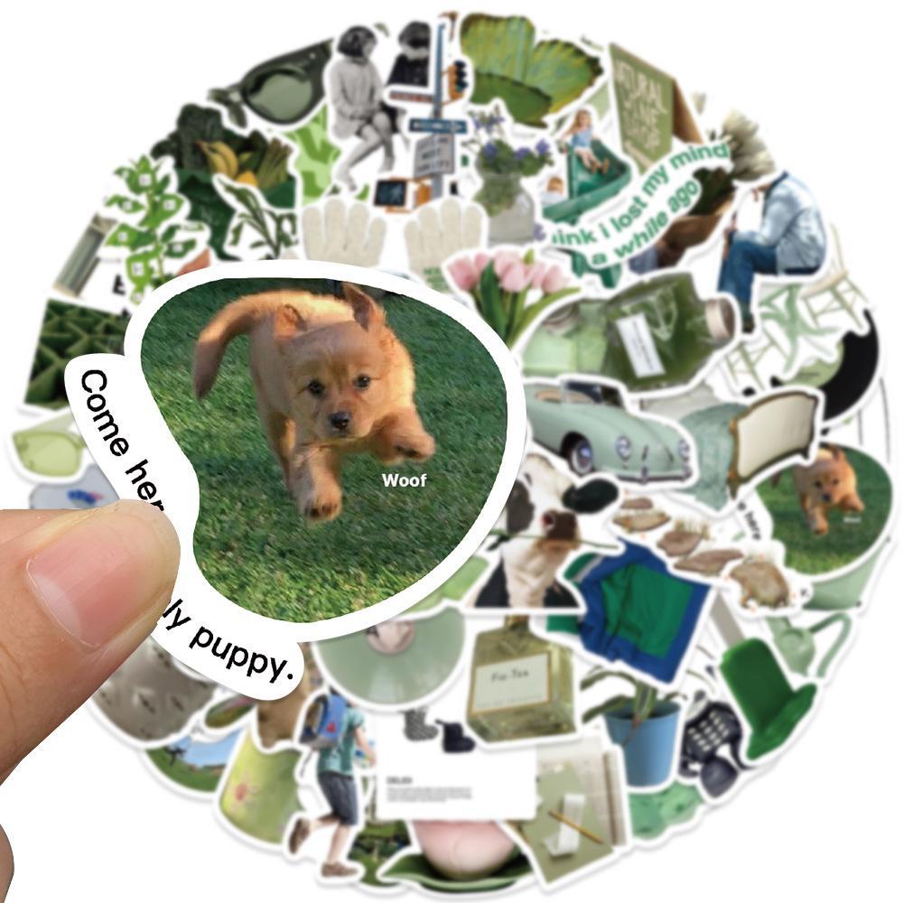 Korean Green Aesthetic Stickers: Waterproof Decals for Laptops, Phones, Water Bottles, and Journals (62 Pieces)