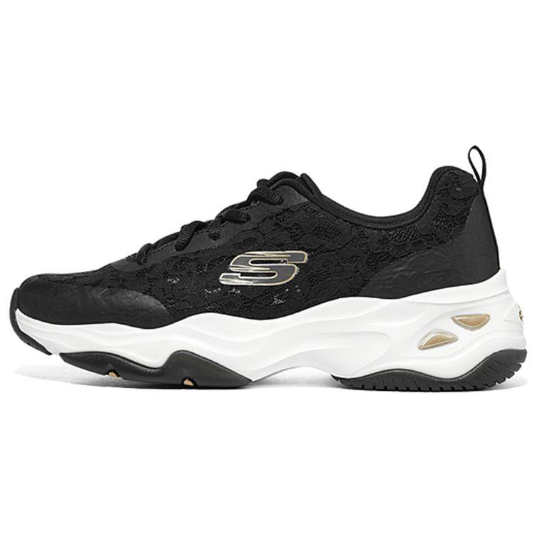 Skechers DLites 4.0 Fabric Lace Comfortable Low-Top Dad Sneakers Women sneakers Black Gold 896092-BKGD 37
