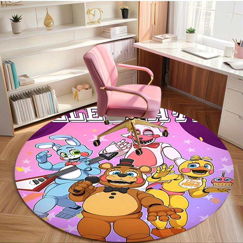 Five Nights at Freddy's Print Round Rug, Washable Floor Carpet, For Entryway Dorm Laundry Room Office Study, Home Decor Birthday Christmas Gift
