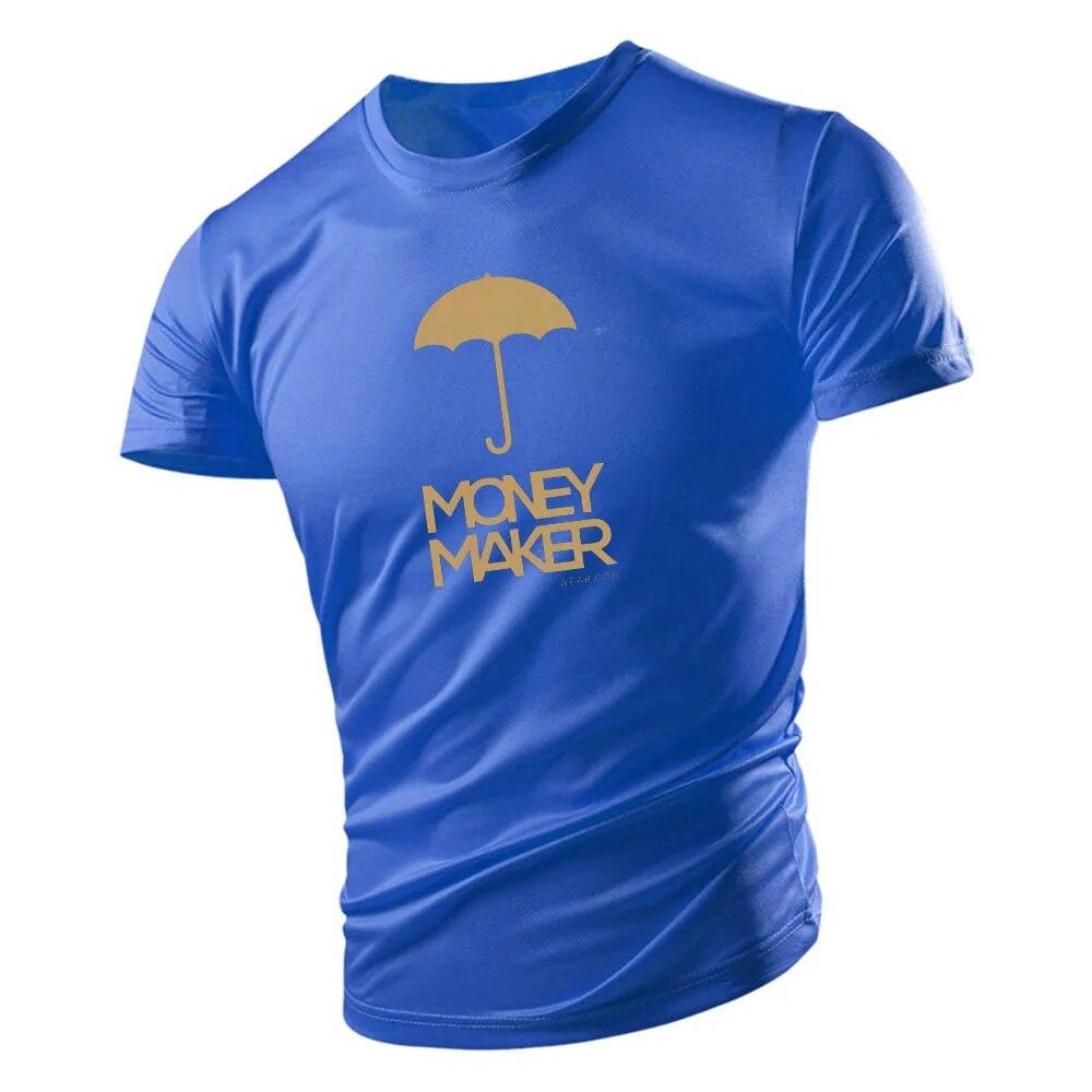 Casual Sports Style 2d Small Umbrella Print Summer Men'S Crew Neck Short Sleeve T-Shirt Loose Comfortable Breathable Quick Dry