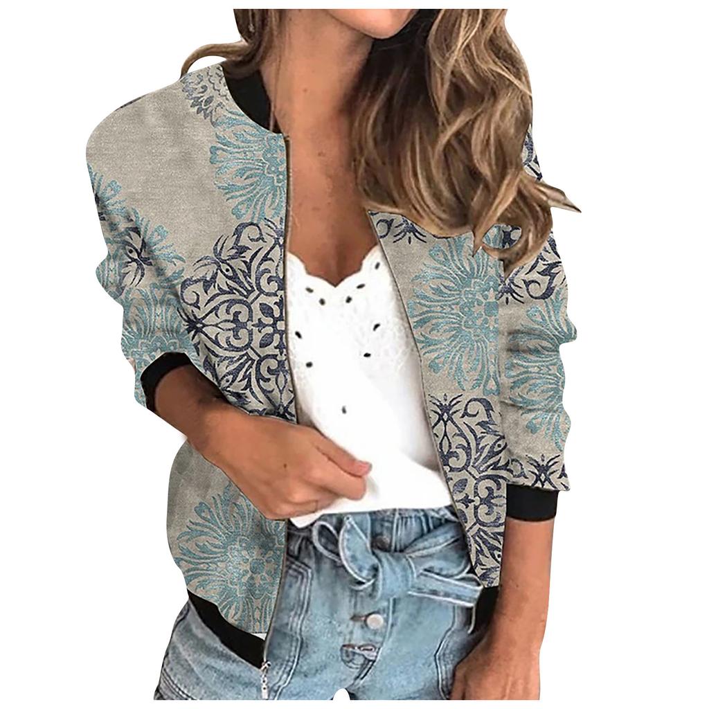 Damenmode mit langen Ärmeln, Reißverschluss, einfarbig, lässig, kurze Jacke, Mantel
