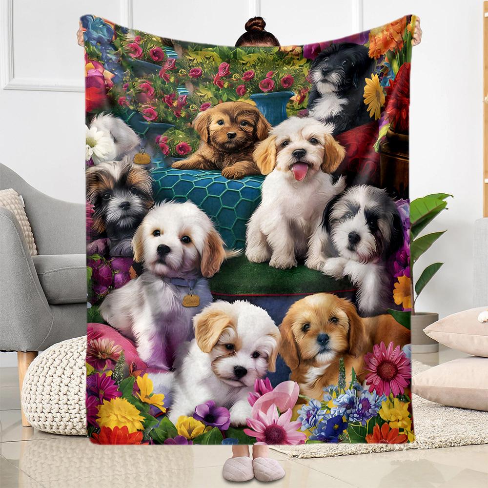 Chihuahua Photo Collage Flannel Blanket,Lightweight,Office Blanket,Sofa Blanket,Comfortable Blanket