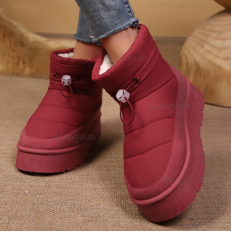 Fashion Outdoor Women's Snow Boots White Red Warm Short Plush Thick Sole Fur Boots Autumn Winter Comfortable Botas Para Mujer Size36-41