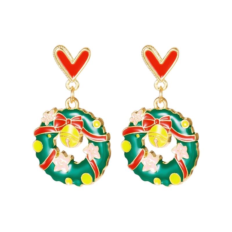Christmas Theme Pendant Earrings Alloy Texture Elegant Ear Jewelry Suitable for Daily Wear and Special Occasions