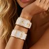 Heart Glazed Enamel Bracelet Geometric Arm Ring Bohemian Women's Hand Bracelet  Gold Jewelry