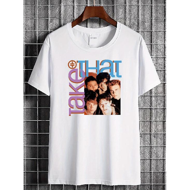 Vintage Take That 1993 Retro Band T-Shirt - Offizielles Promo-Konzertshirt mit Mitgliederfotos - Weiches atmungsaktives weißes T-Shirt für 90er Britpop-Fans - Lässig 5XL weiß