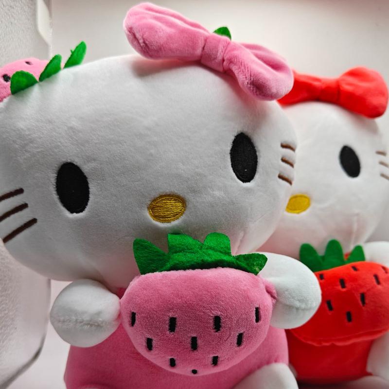 22cm KT Cat Plush Doll Girls Soft Stuffed Animal Toys Strawberry KT Cat Plush Doll Home Decor Peluche Toy Birthday Gift