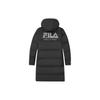 FILA Logo Printed Long Hooded Casual Down Jacket Men Outerwear Black F11M349907R-BK