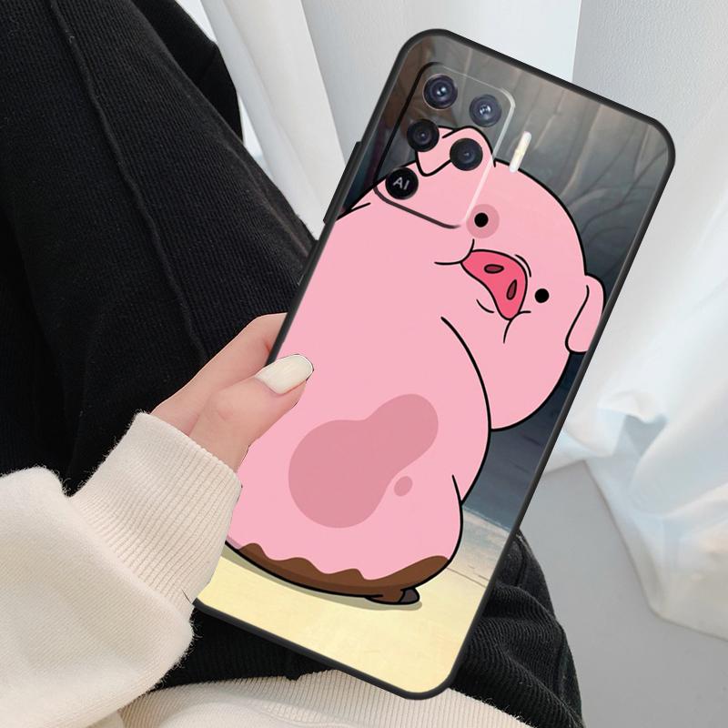 Cartoon Pig Case For Oppo A96 A76 A16 A60 A98 A58 A78 A18 A38 A80 A40 A77 A57 A17 A74 A54 A94 A15 A5 Pro
