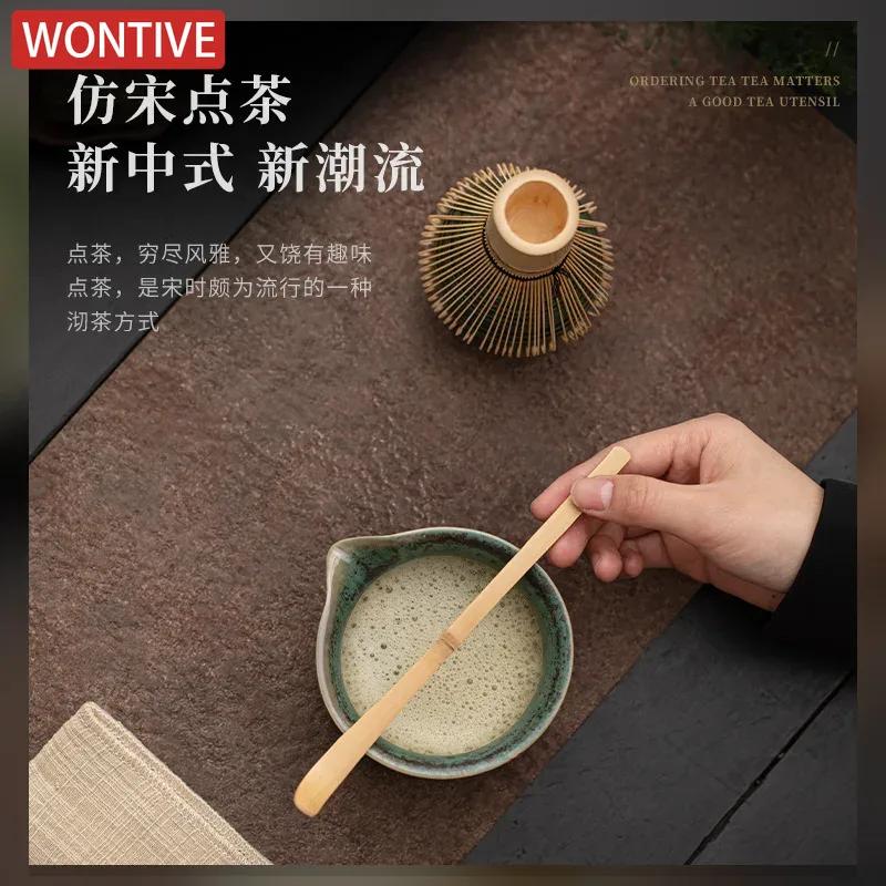 4pcs Ru kilns Song Dynasty Matcha Set Beater Matcha Bowl Whisk Holder for Tea Lovers Tea-Making Tools Handmade Ceremony Set