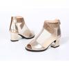 Gold Mesh Peep Toed Jazz Boots Modern Dance Shoes High Top Soft Soled Women's Sandals Middle Heel Social Dance Shoes Outdoor