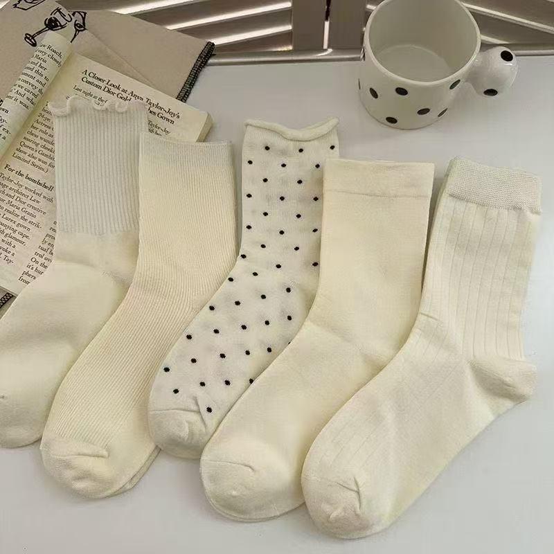 Șosete Dama Mid-Calf - Primăvară/Vară, Florale Japoneze la Modă, Stil Coreean