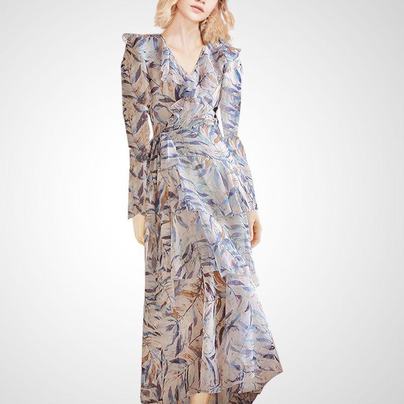 

Fashion Socialite Dignified Sense of Design Print Dress Print (Long sleeves) 2XL