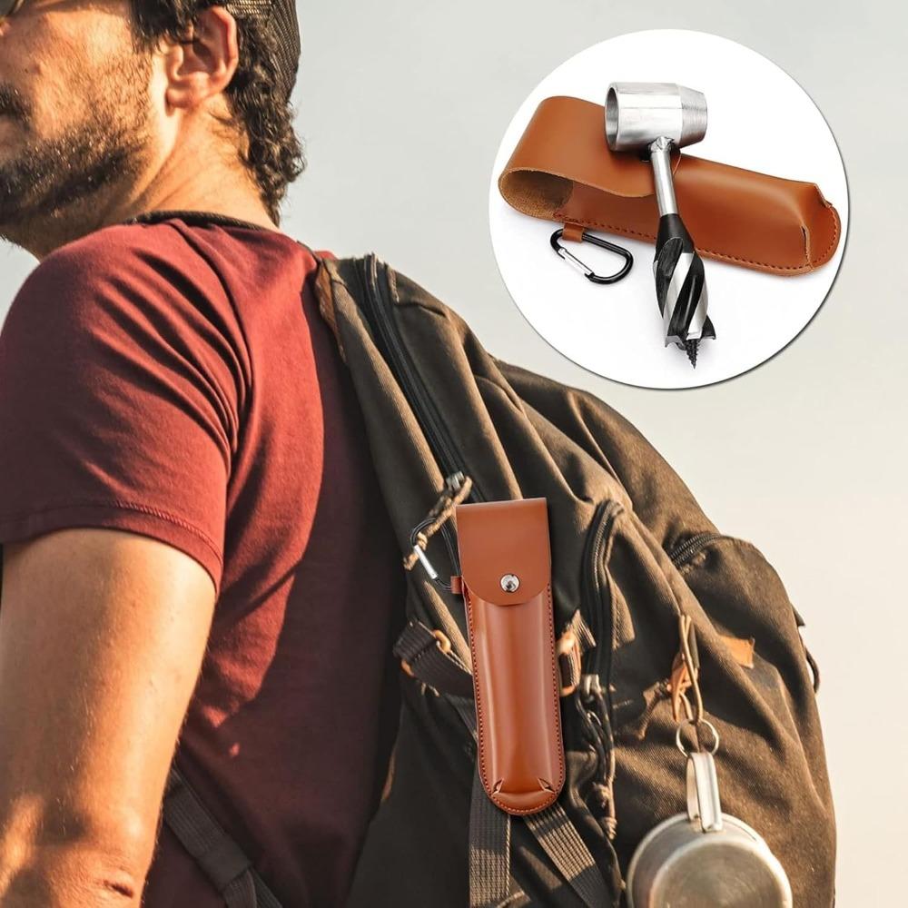 Überlebenssiedler Werkzeug Bushcraft Handbohrer Schraubenschlüssel Scotch Eye Holzbohrer Handbohrer Schraubenschlüssel Bushcraft Überlebenswerkzeug mit Ledertasche und Haken