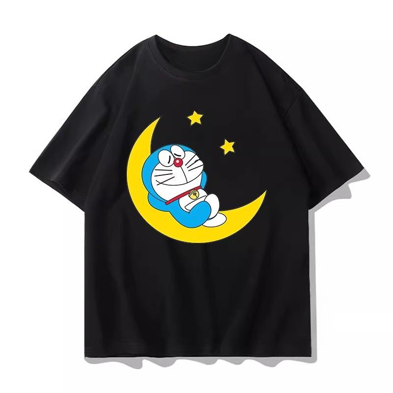 Potdemiel Summer New Arrival Children's 100% Cotton T-Shirt, Doraemon Style, Comfortable and Breathable Children's Clothing