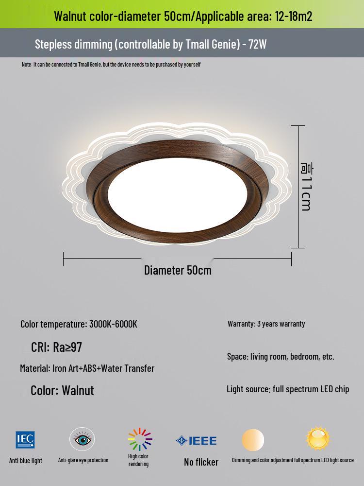 Modern Minimalist Solid Wood Leafless Fan Light - Silent Integrated Ceiling Light for Bedroom and Restaurant