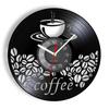 Coffee Cup Cut Out Longplay Wall Clock Kitchen Decor Cafe House Coffee Sign Black Noiseless Hanging Wall Clock Gifts for Barista