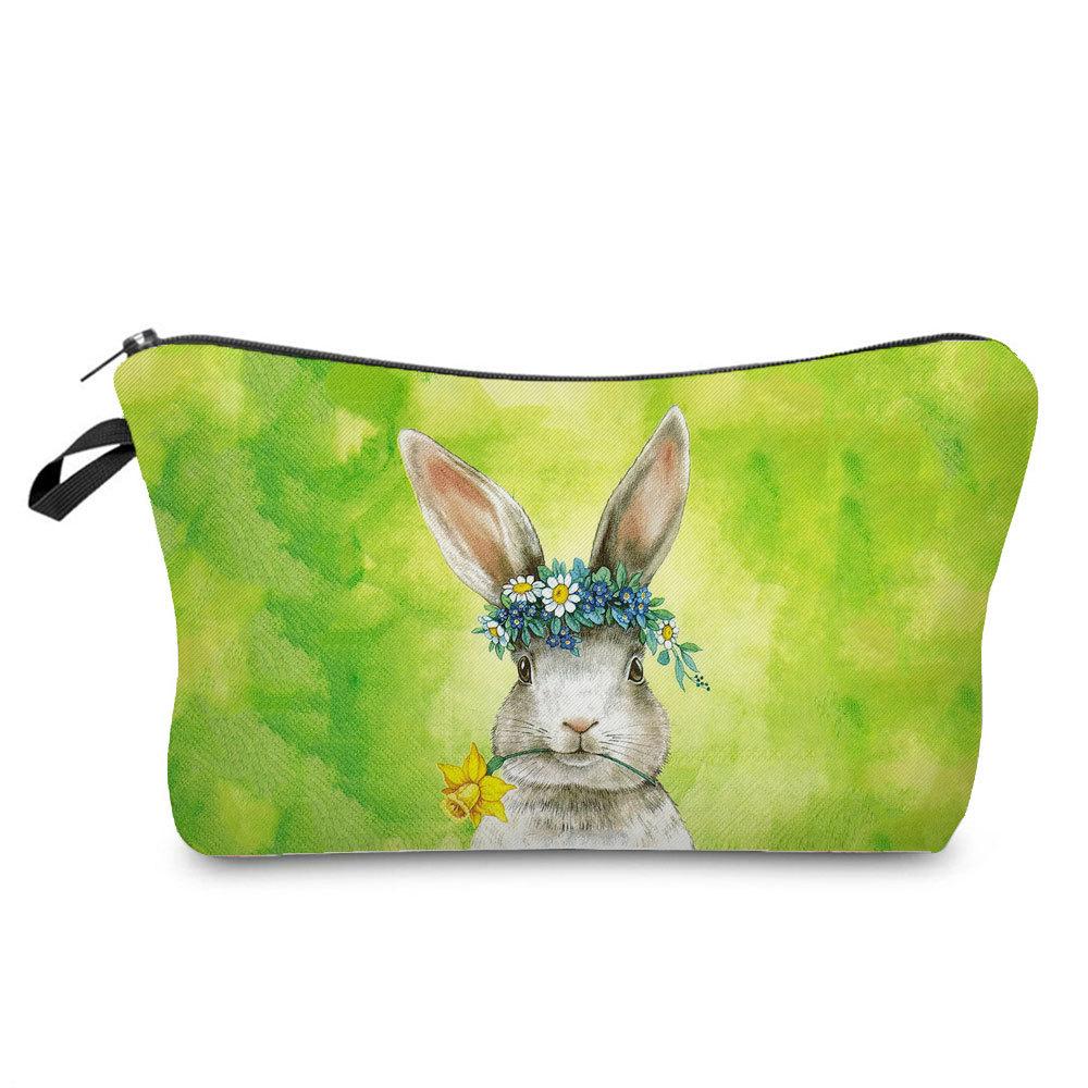 Women Rabbit Print Cosmetic Bag Toiletries Organize Travel Storage Case  6412 KTB