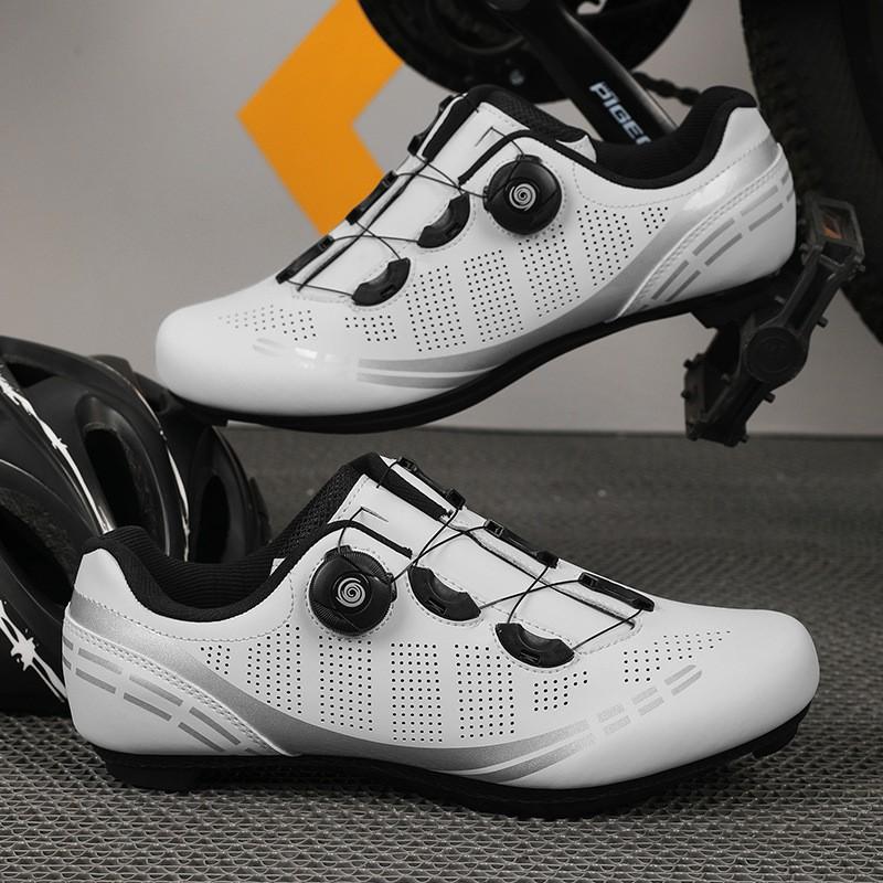 Men Women Cycling Shoes With Dual Buckle Hard Sole Road MTB Bike Rubber Outsole