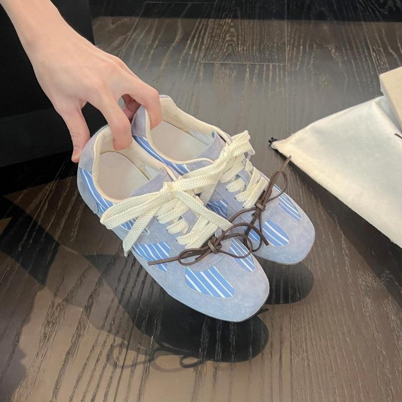 Retro contrasting color splicing flat bottom women's new fashionable versatile comfortable lightweight ballet style