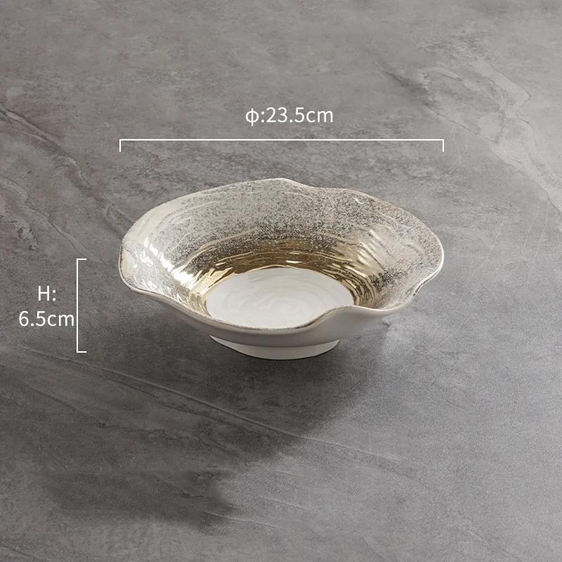 Creative Lotus Leaf Ceramic Bowls Light Luxury Restaurant Salad Dessert Bowl Retro Exquisite Fruits Plates Household Tableware