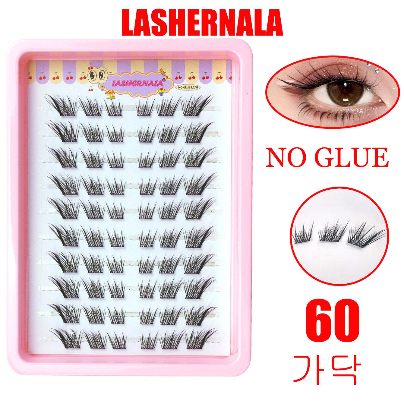 Lashernala 60 strand eyelash extensions, no glue eyelashes, eyebrow extensions, strand eyelashes, cat eye, fox eye one color