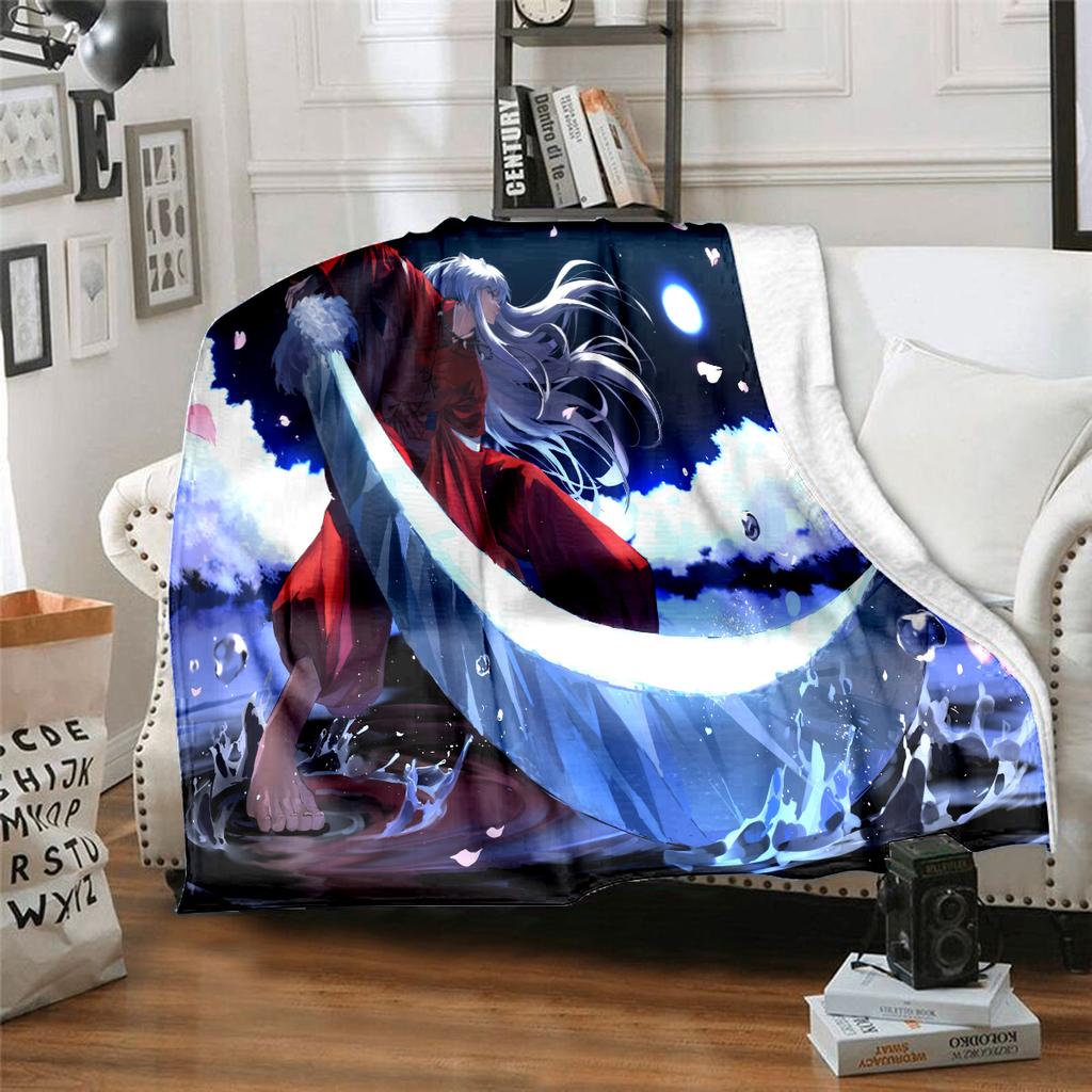 Inuyasha Plush Blanket Soft Comfortable All Seasons blanket Sofa Office Naps blanket Outdoor Travel throw Perfect Gift