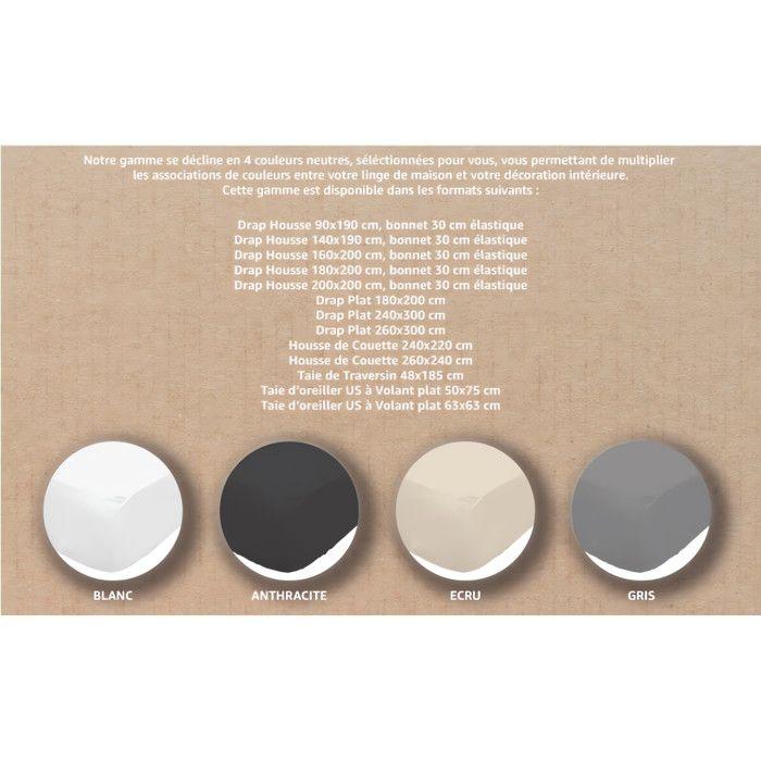 Drap housse en coton 90x190 cm PERCALE ecru, par Soleil d'ocre