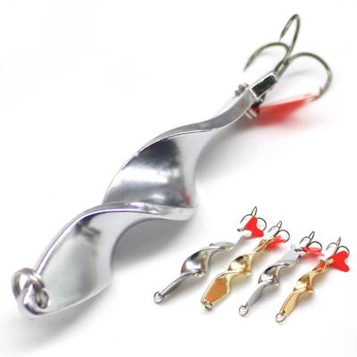 1PC Trolling Spinning Spiral Long Cast Spoons Fishing Lure Spinner 7g10g14g21g28g Screw Rotation Metal Jigbait Red Hear Sequins