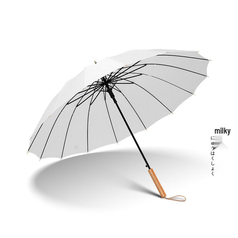 Sturdy 16-Rib Large-Handle Umbrella with Custom Logo for Primary School Students