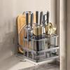 Wall Mounted Kitchen Organizer Knife Rack Cutlery Organizer  Spoon Fork Chopstick Drain With Drain Tray  Board Drain Shelf