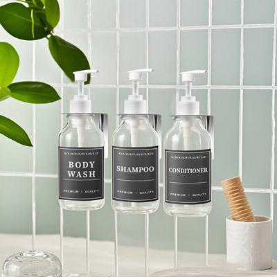 500ml Transparent Lotion Bottle Refillable Bottle with Labels with Lotion Bottle Wall Brackets Shampoo Conditioner