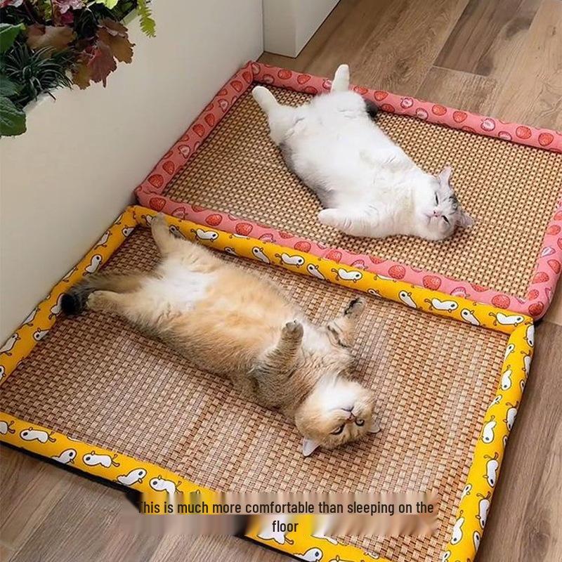 Rotango katės lovelė su vėsinančiu vasaros kilimėliu - Universalus dizainas keturiems metų laikams