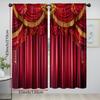 2PCS Red Tassel Curtains, Bohemian Fringe Print, Ethnic Style Window Drapes for Living Room Bedroom Home Decor