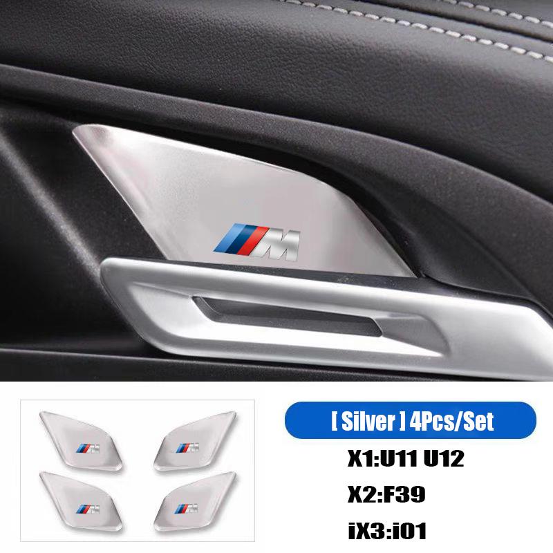 LGFHR1 2026 Car Sticker 4Pcs Car Inner Door Bowl Stainless Steel Protection Cover Stickers For BMW M E46 E90 E60 F30 F10 E39 E36 F20 G3