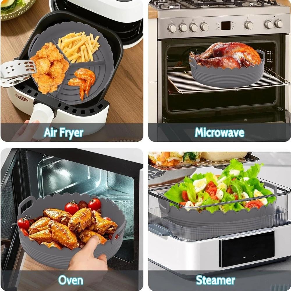 Food-grade 3 Grids Oven Tray Multi-color Divided Airfryer Basket Silicone Air Fryer Liners Home