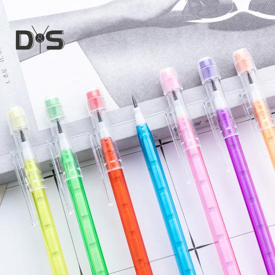 10 Pcs Translucent Pencil Non-Sharpening Stackable Pencils Multipoint Pop Up Plastic Pencil with Erasers for School Office Drawing