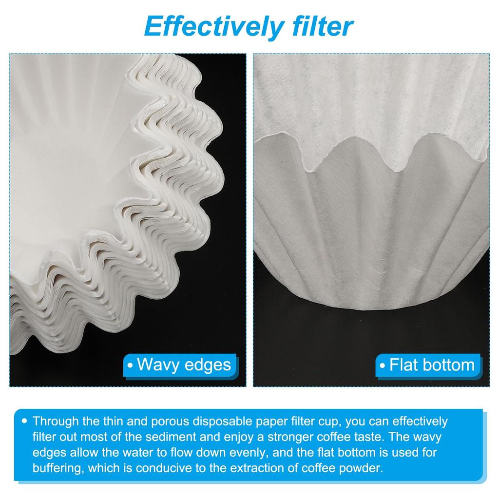 uxcell 2-4 Cup Basket-Shaped Coffee Filters, White, 50185mm, for Drip Coffee Makers, Cafes, Offices, and Home Use, Pack of 200