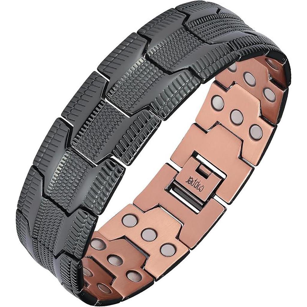 Retro Red Copper Magnetic Men's Bracelet with Negative Ion Energy