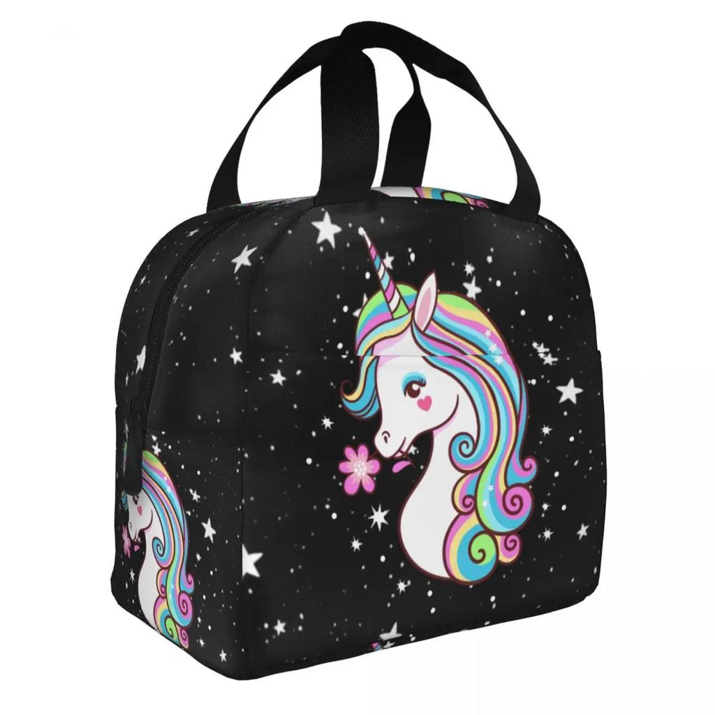 Schattig Eenhoorn Cartoon Patroon Draagbare Lunchbox Vrouwen Waterdicht Thermisch Koeler Voedsel Geïsoleerde Lunchtas School Kinderen Student